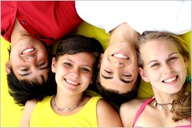 Young People with Healthy Smiles